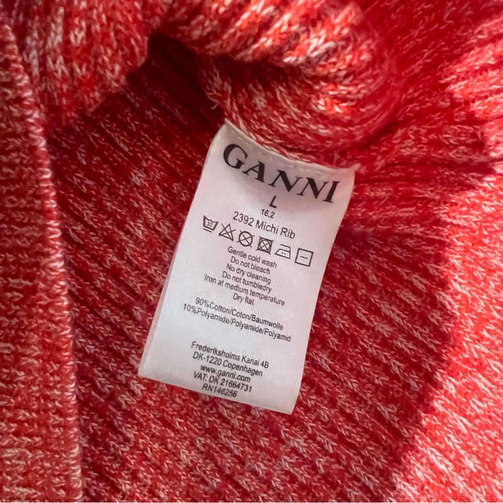 Ganni Red Ribbed‎ Knit Off The Shoulder Top Size Large - Picture 4 of 5